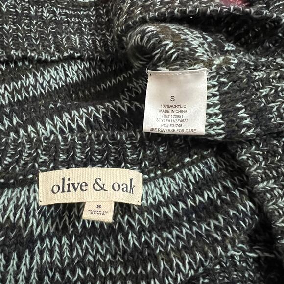 Olive & Oak SMALL Marled Varied Texture Loose Open Knit Panel Crew Neck Sweater - Picture 6 of 8